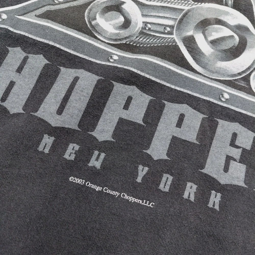 Vtg Y2K Orange County Choppers New York Tee Shirt Mens L Double Sided 2003 Black